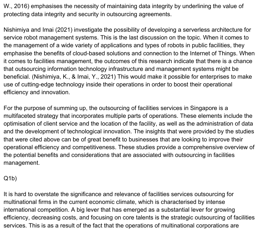 An excerpt of the FMT205 Facilities Management TMA showing academic writing with in-text citations